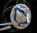 Colored Howling Wolf Bolo Tie